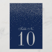 Invitation Mariage Confetti en argent de marine bleu et de gl (Devant)