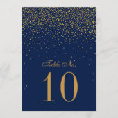 Invitation Mariage Confetti en or bleu marine et glam (Devant)