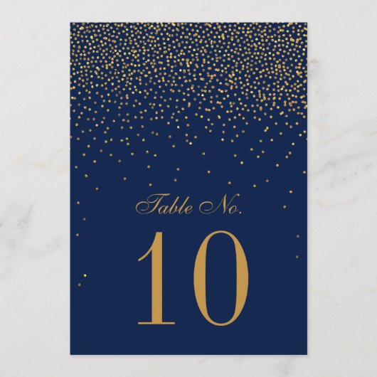 Invitation Mariage Confetti en or bleu marine et glam (Devant)
