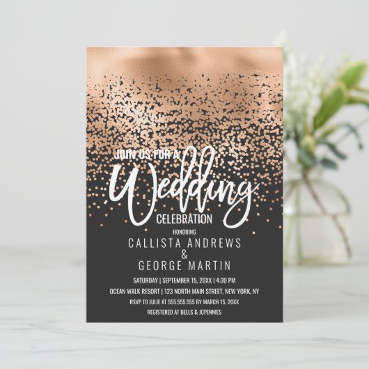 Invitation Mariage Confetti Ombre (Debout devant)