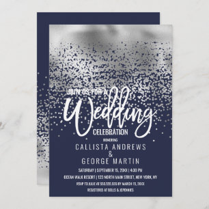 Invitation Mariage Confetti Ombre de la marine moderne