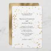 Invitation Mariage Confetti Or Blanc (Devant / Derrière)