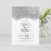 Invitation Mariage Confetti Parties scintillant blanche en ar (Debout devant)