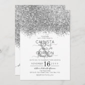 Invitation Mariage Confetti Parties scintillant blanche en ar (Devant / Derrière)