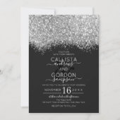 Invitation Mariage Confetti Parties scintillant noire en arge (Devant)