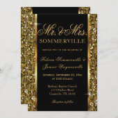 Invitation Mariage Confetti Parties scintillant or (Devant / Derrière)