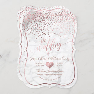 Invitation Mariage Confetti Rose d'or de PixDezines Marble+Fa