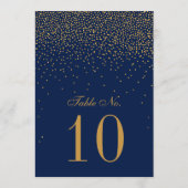 Invitation Mariage Confettis Bleu Nuit et Or Glam (Dos)