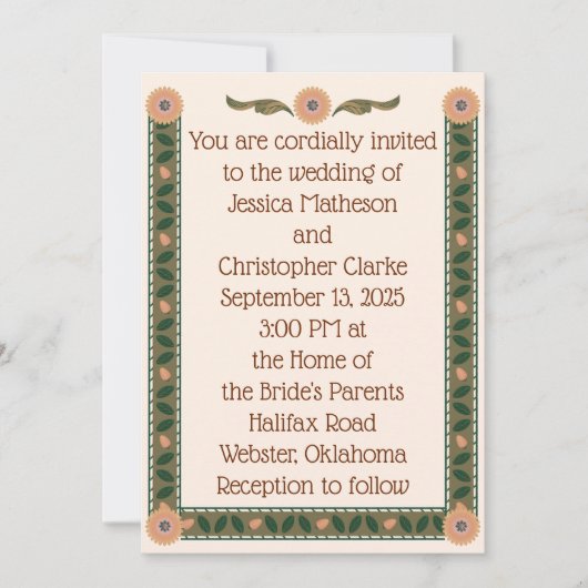 Invitation Mariage confortable (Devant)