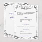 Invitation Mariage Conseils et commentaires Cadre de Filigree (Devant / Derrière)