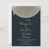 Invitation Mariage Constellation Lune Or Céleste Bleu (Devant)