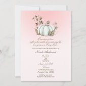 Invitation Mariage Conte de Fées Citrouille Blanc Rose Livre (Devant)