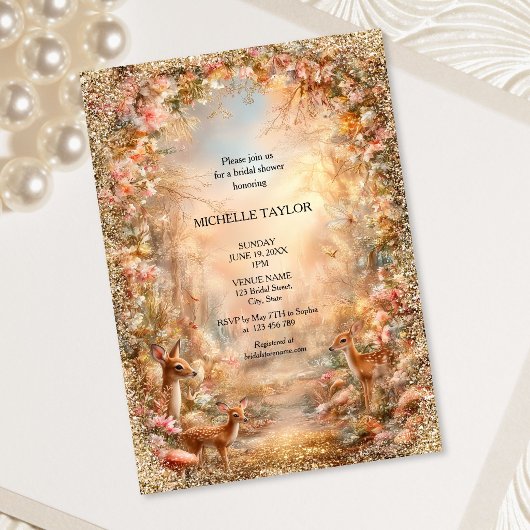 Invitation Mariage Conte de Fées Forêt Enchantée Élégant Flor