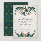 Invitation Mariage Conte de Fées Royal Fantastique Vert (Devant / Derrière)