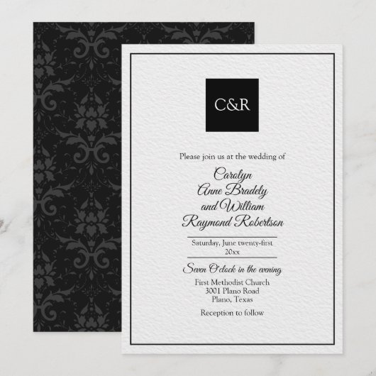 Invitation Mariage contemporain chic (Devant / Derrière)