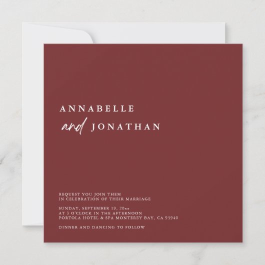 Invitation Mariage contemporain de la Bourgogne moderne (Devant)