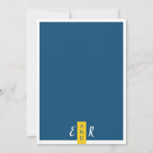 Invitation Mariage contemporain moderne bleu & jaune minimal (Dos)