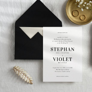 Invitation Mariage contemporain moderne en noir et blanc