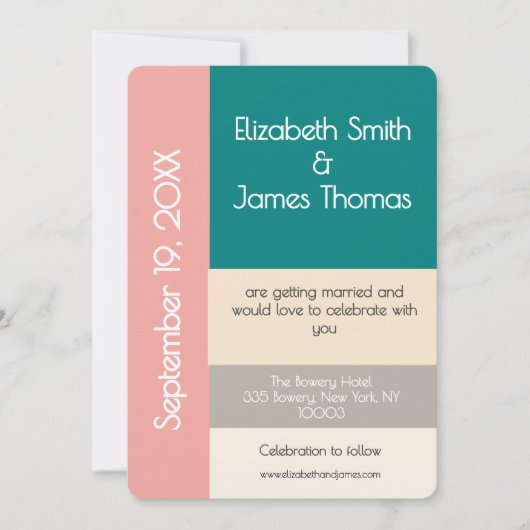 Invitation Mariage contemporain sarcelle transformative Moder (Devant)
