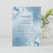 Invitation Mariage cool Blue Frost Blooms (Debout devant)