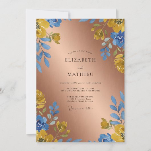 Invitation Mariage Copper Azure Bloom (Devant)