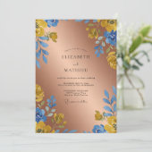 Invitation Mariage Copper Azure Bloom (Debout devant)