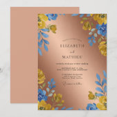 Invitation Mariage Copper Azure Bloom (Devant / Derrière)