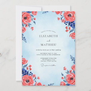Invitation Mariage Coquelicot Azur