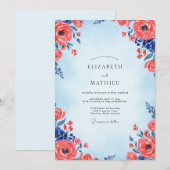 Invitation Mariage Coquelicot Azur (Devant / Derrière)