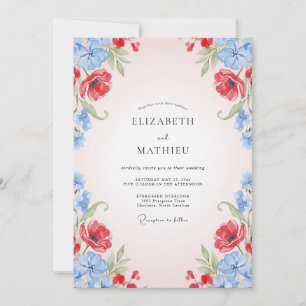Invitation Mariage Coquelicot Bleuet Rouge