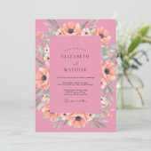 Invitation Mariage Coquelicot Corail Rose (Debout devant)