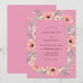 Invitation Mariage Coquelicot Corail Rose (Devant / Derrière)