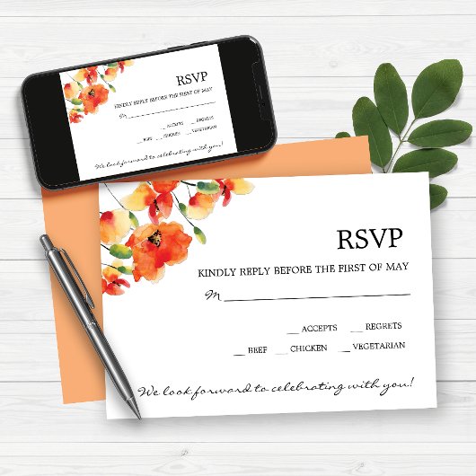 Invitation Mariage Coquelicot Doré Estival