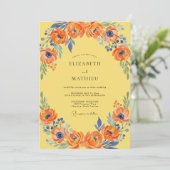 Invitation Mariage Coquelicot Jaune Cobalt (Debout devant)