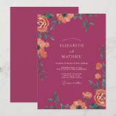 Invitation Mariage Coquelicot Orange Baie (Devant / Derrière)
