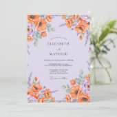 Invitation Mariage Coquelicot Orange Lilas (Debout devant)