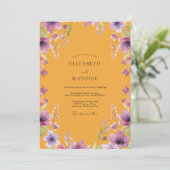 Invitation Mariage Coquelicot Pourpre Ambre (Debout devant)