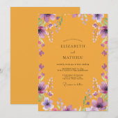 Invitation Mariage Coquelicot Pourpre Ambre (Devant / Derrière)