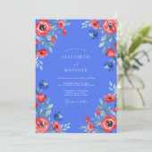 Invitation Mariage Coquelicot Rouge et Pervenche (Debout devant)