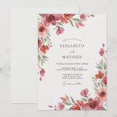 Invitation Mariage Coquelicot Rouille Corail (Devant / Derrière)