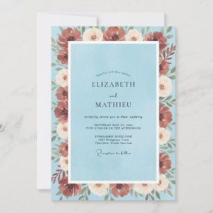 Invitation Mariage Coquelicot Terrasse Céleste