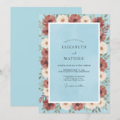 Invitation Mariage Coquelicot Terrasse Céleste (Devant / Derrière)