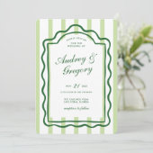 Invitation Mariage Coquette Minimaliste Vert (Debout devant)