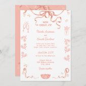 Invitation Mariage Coquette Vintage Cameo (Devant / Derrière)