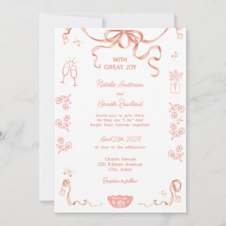 Invitation Mariage Coquette Vintage Cameo