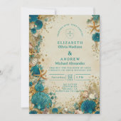 Invitation Mariage Coquillage Inspiré de l'Océan (Devant)