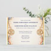 Invitation Mariage Coquillages Vintage Luxe Côtière (Debout devant)
