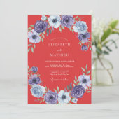 Invitation Mariage Corail Anémone Violette (Debout devant)
