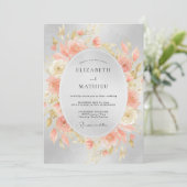 Invitation Mariage Corail Argent Paeonia (Debout devant)
