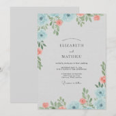 Invitation Mariage Corail Azur Feuillu (Devant / Derrière)